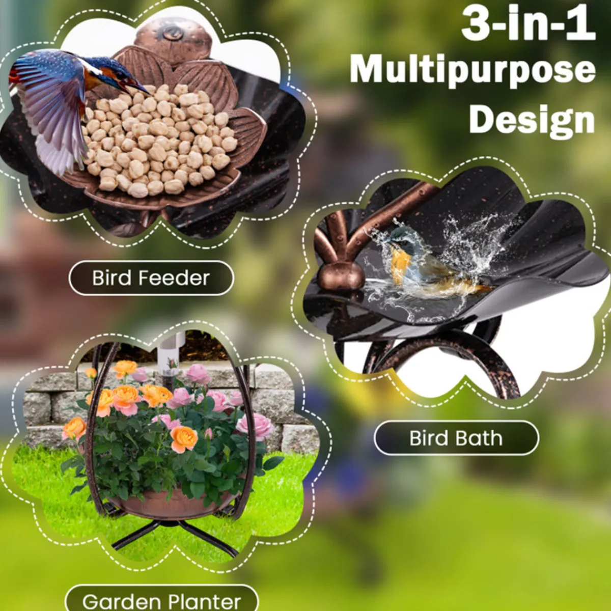 Sharper Image Solar Bird Bath Feeder and Planter