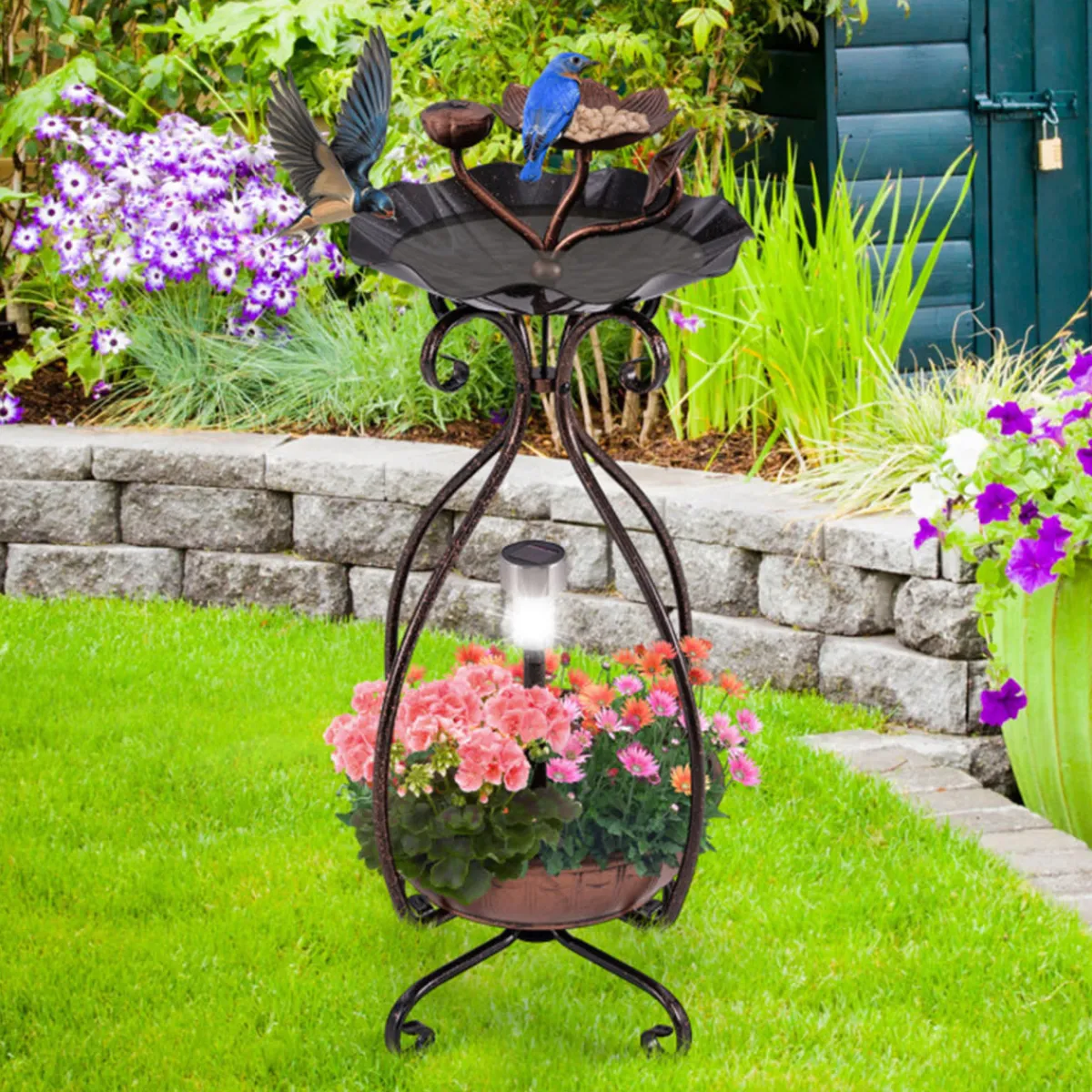 Sharper Image Solar Bird Bath Feeder and Planter