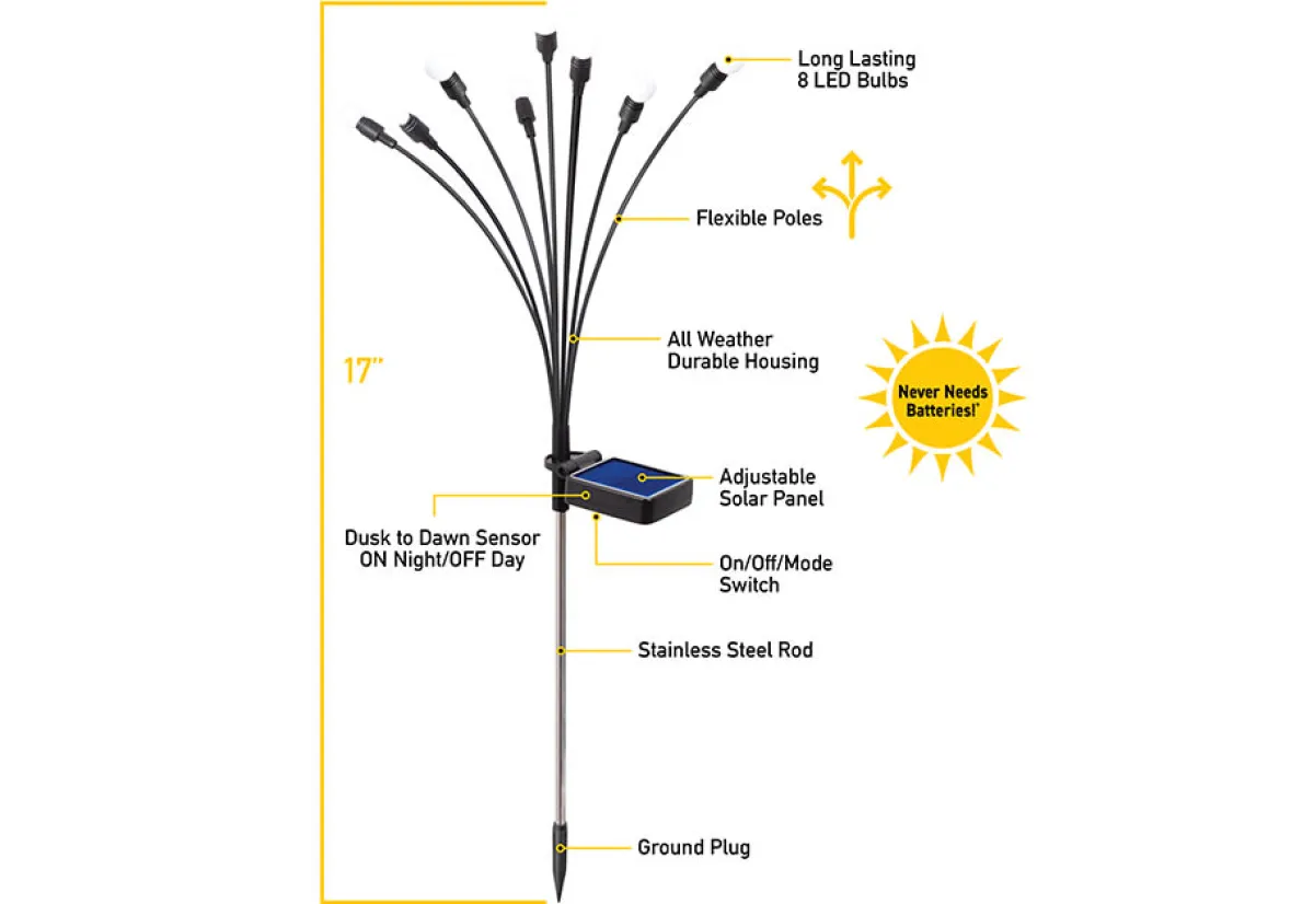 Ontel Products Solar Powered Firefly Garden Lights (Set of 2)