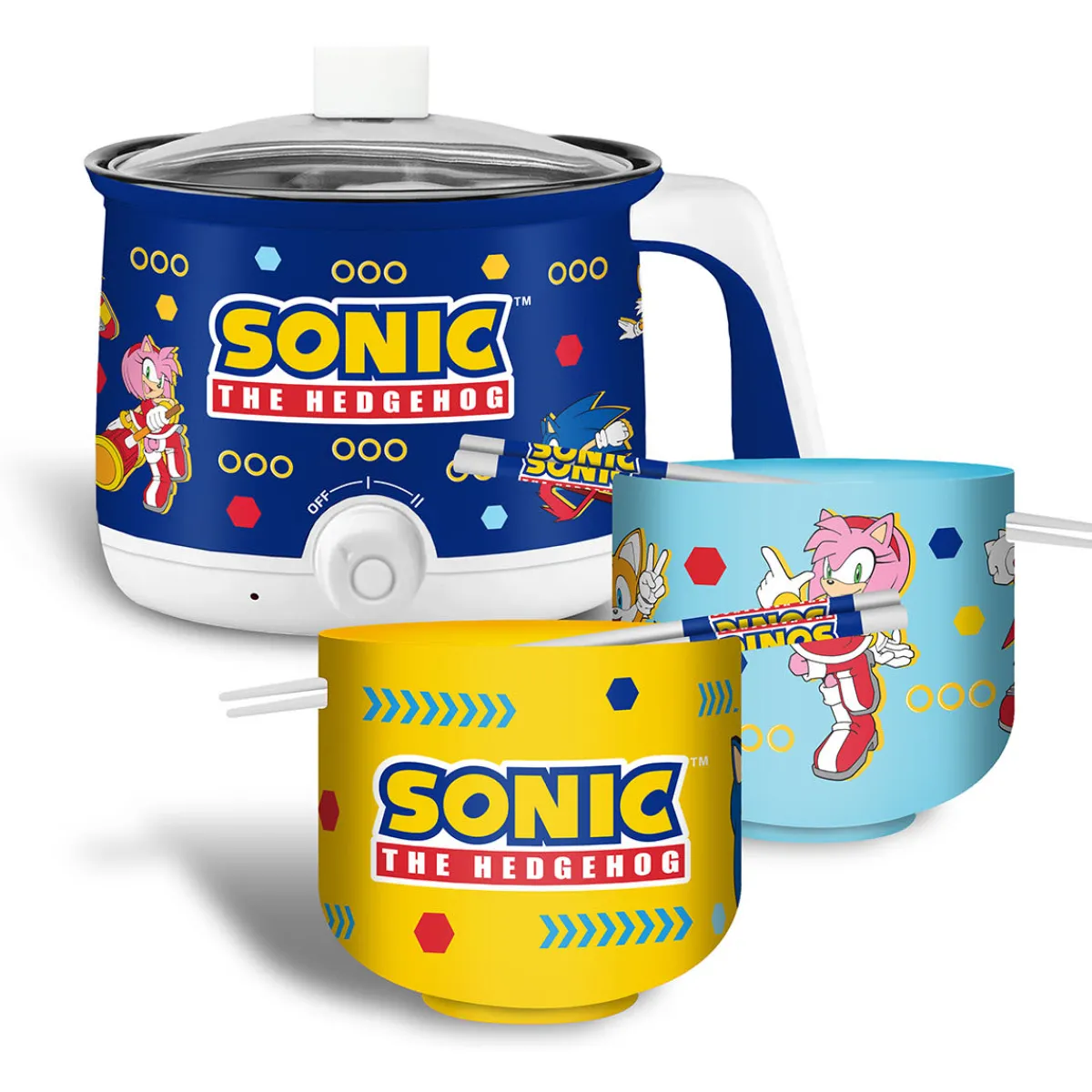 Uncanny Brands, LLC Sonic The Hedgehog Hot Pot with Ramen Bowls