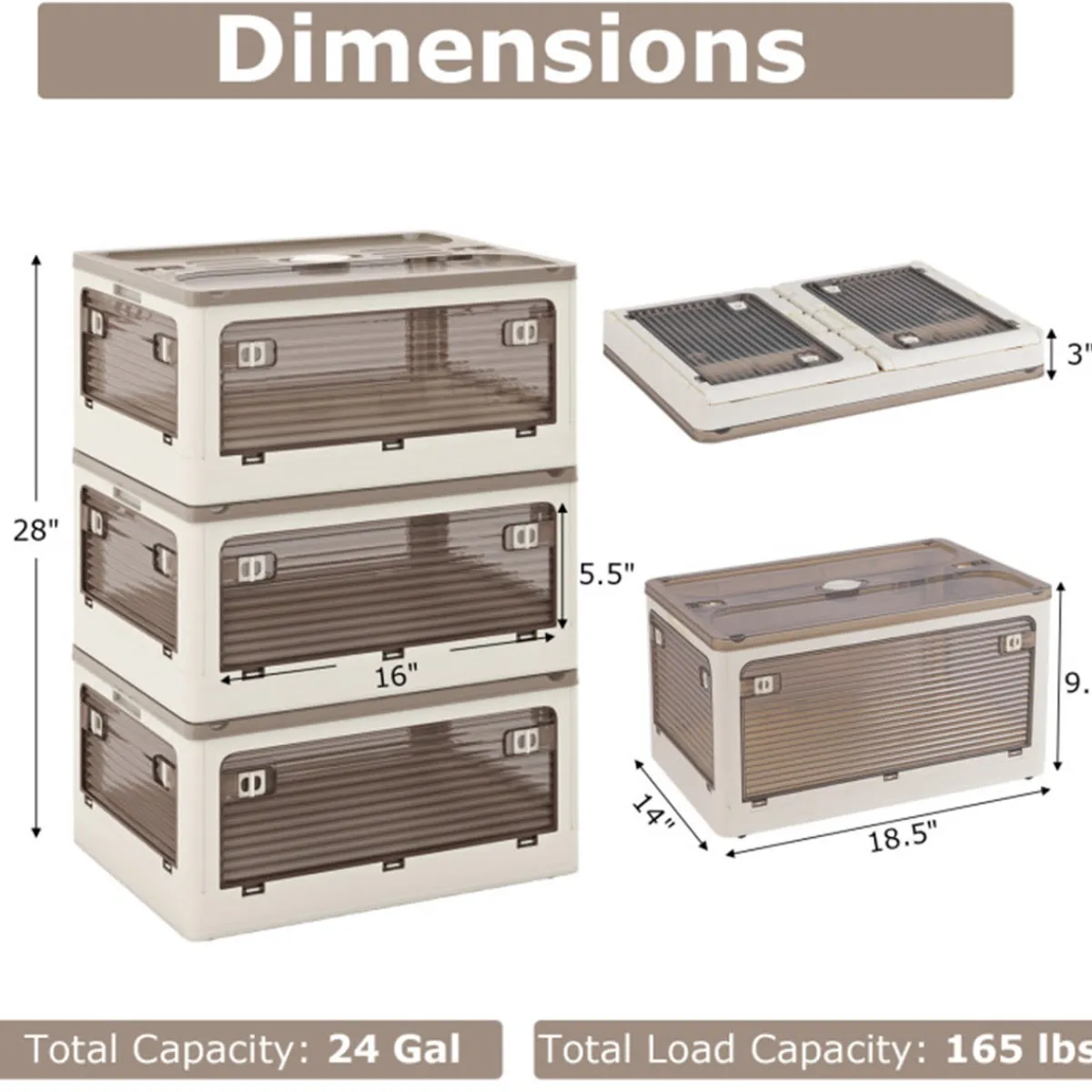 GoPlus (Costway) Stackable Storage Bins with Lids (Set of 3)