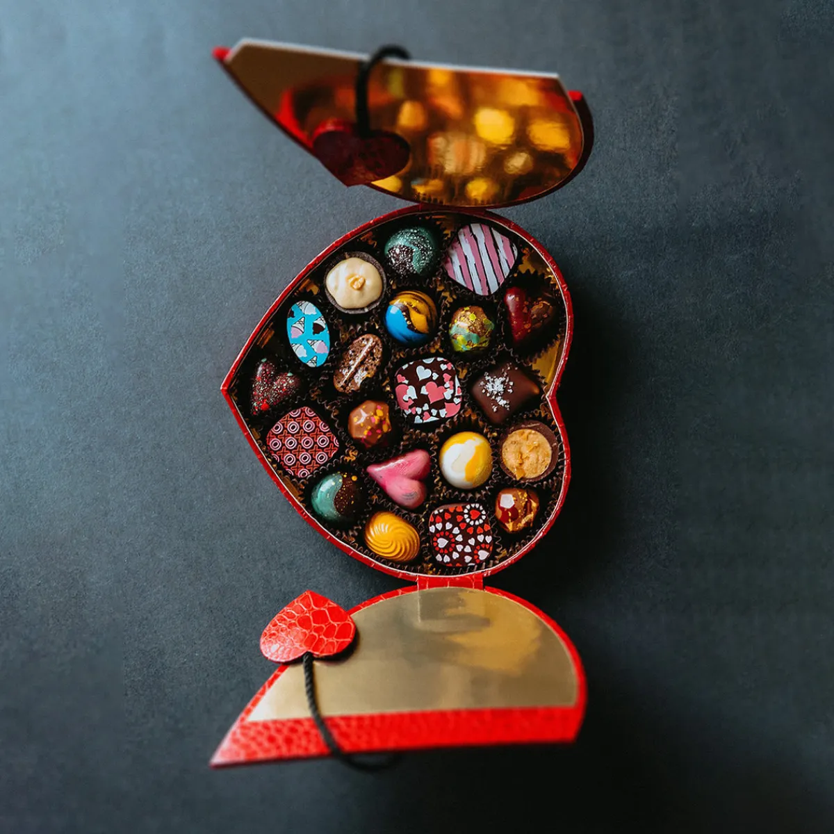 The Chocolate Season 20 Piece Faux Leather Heart Box