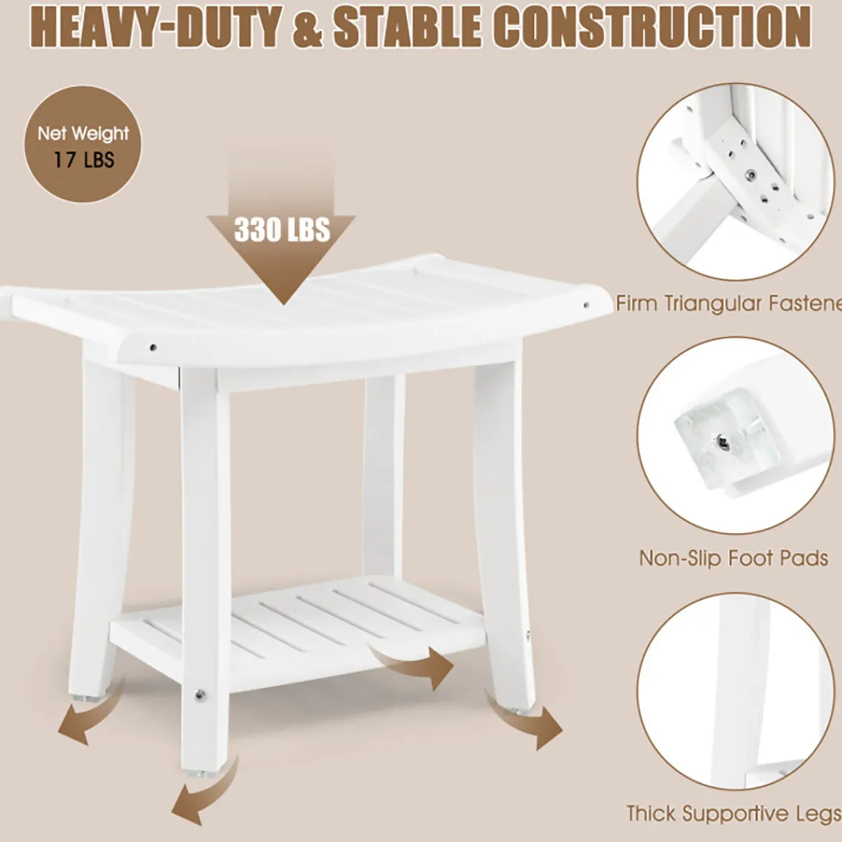 Sharper Image 2-Tier Bathroom Shower Bench