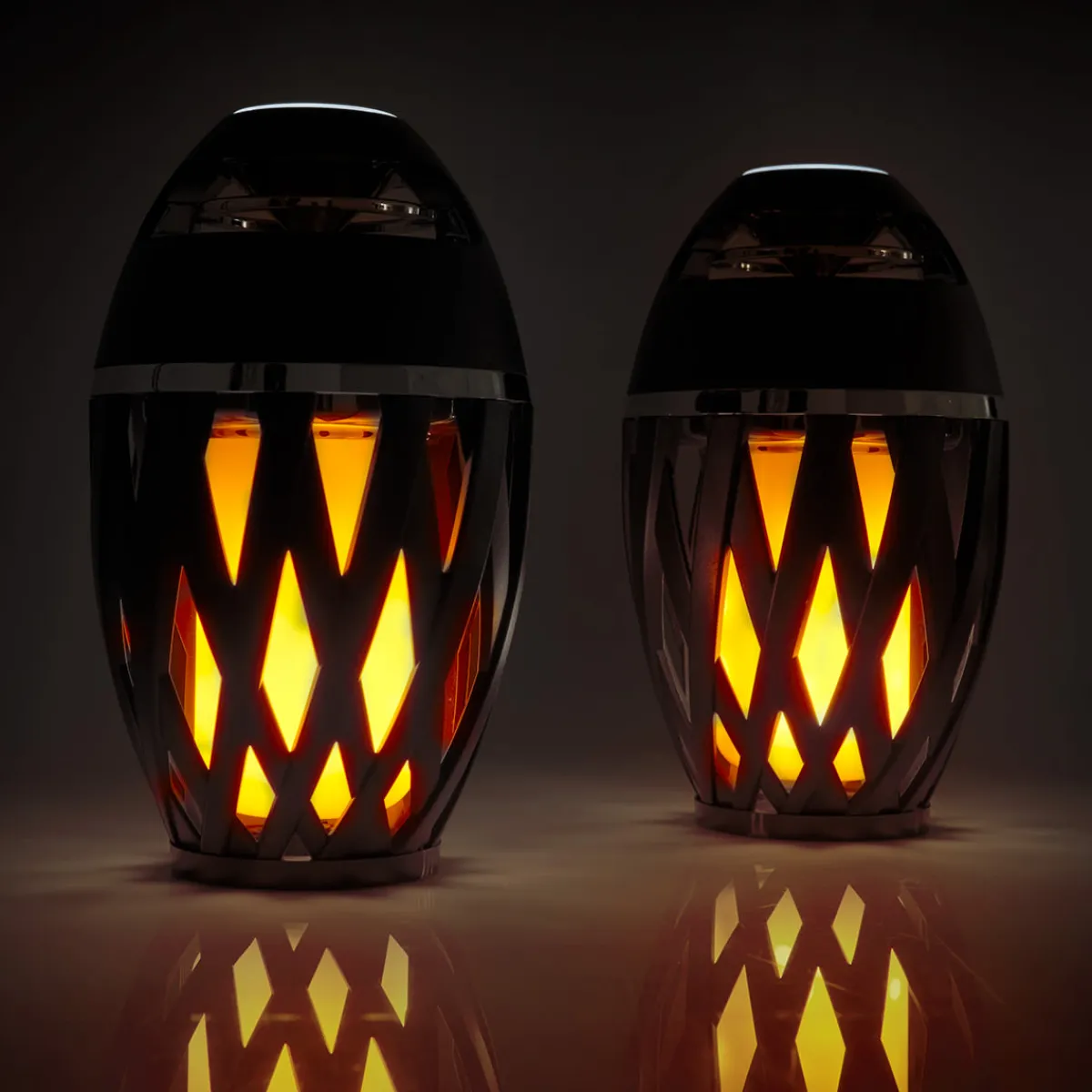 Sharper Image Tiki Torch Outdoor Bluetooth Speakers by (Set of 2)
