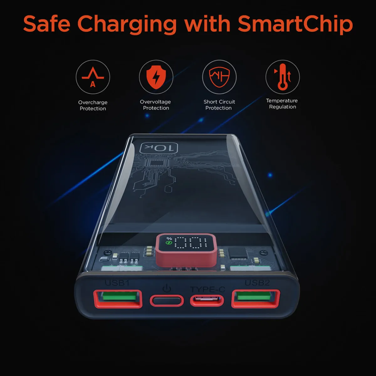 Sharper Image Transparent Fast Charge Power Bank
