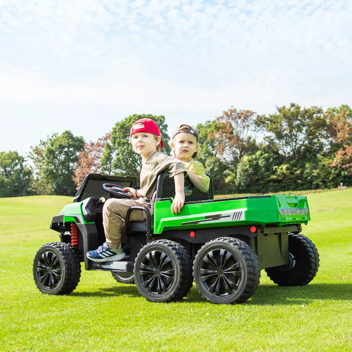 Kids DTI Direct Inc 24V 6 Wheeler Tractor Trailer with Dump Cart