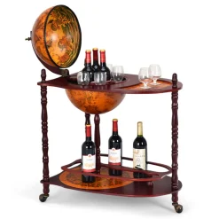 Sharper Image Vintage Globe Bar Cart with Extra Shelf