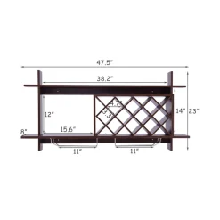 Sharper Image Wall Mount Wine Rack Organizer with Glass Holder