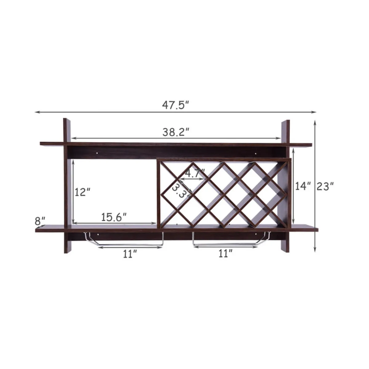 Sharper Image Wall Mount Wine Rack Organizer with Glass Holder