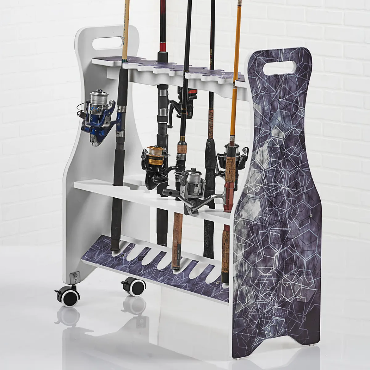 ReelSonar Inc Waterproof Rolling 16 Fishing Rod Rack