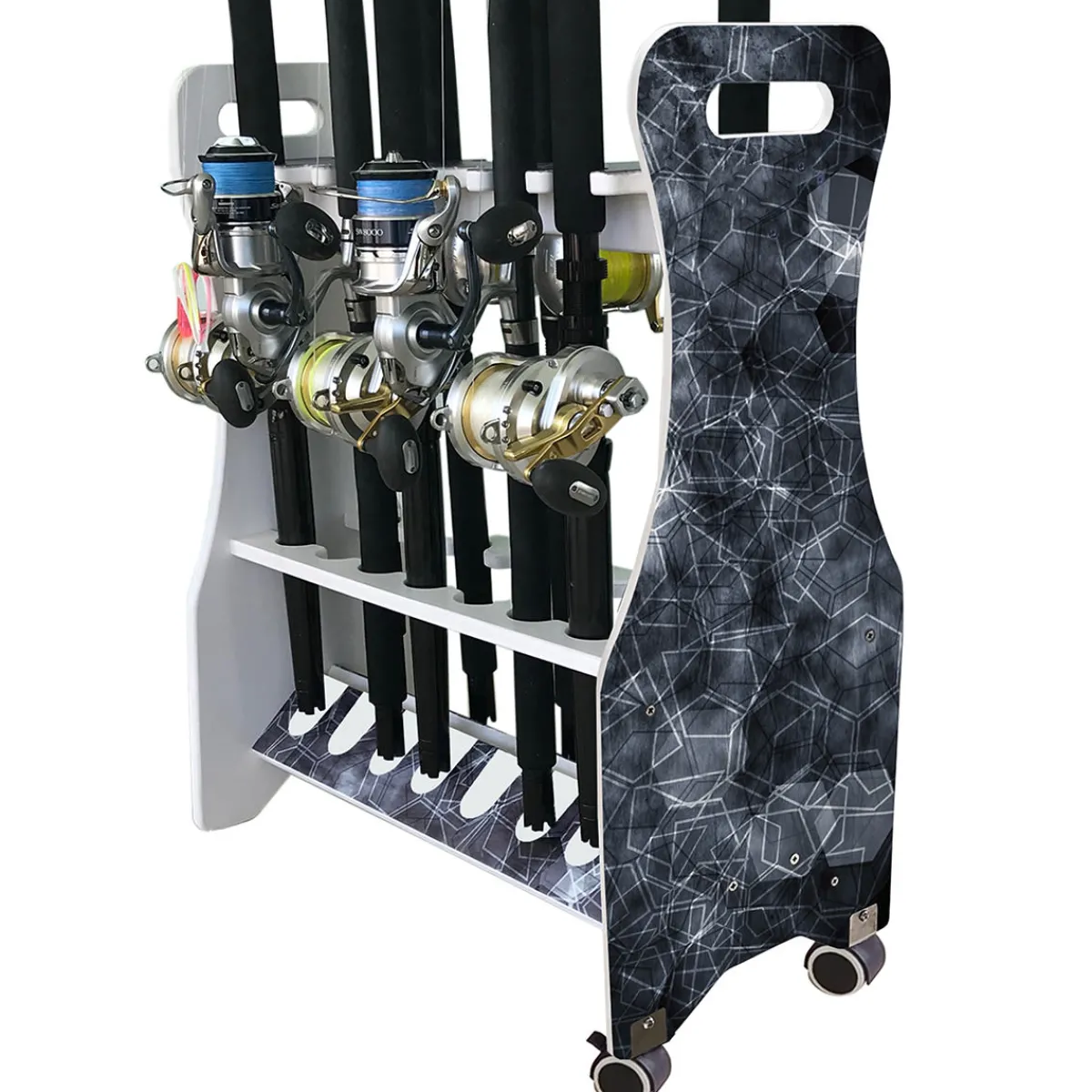 ReelSonar Inc Waterproof Rolling 16 Fishing Rod Rack