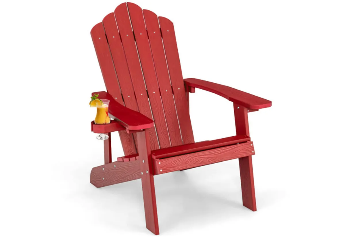 GoPlus (Costway) Weather Resistant Outdoor Adirondack Chair with Cup Holder