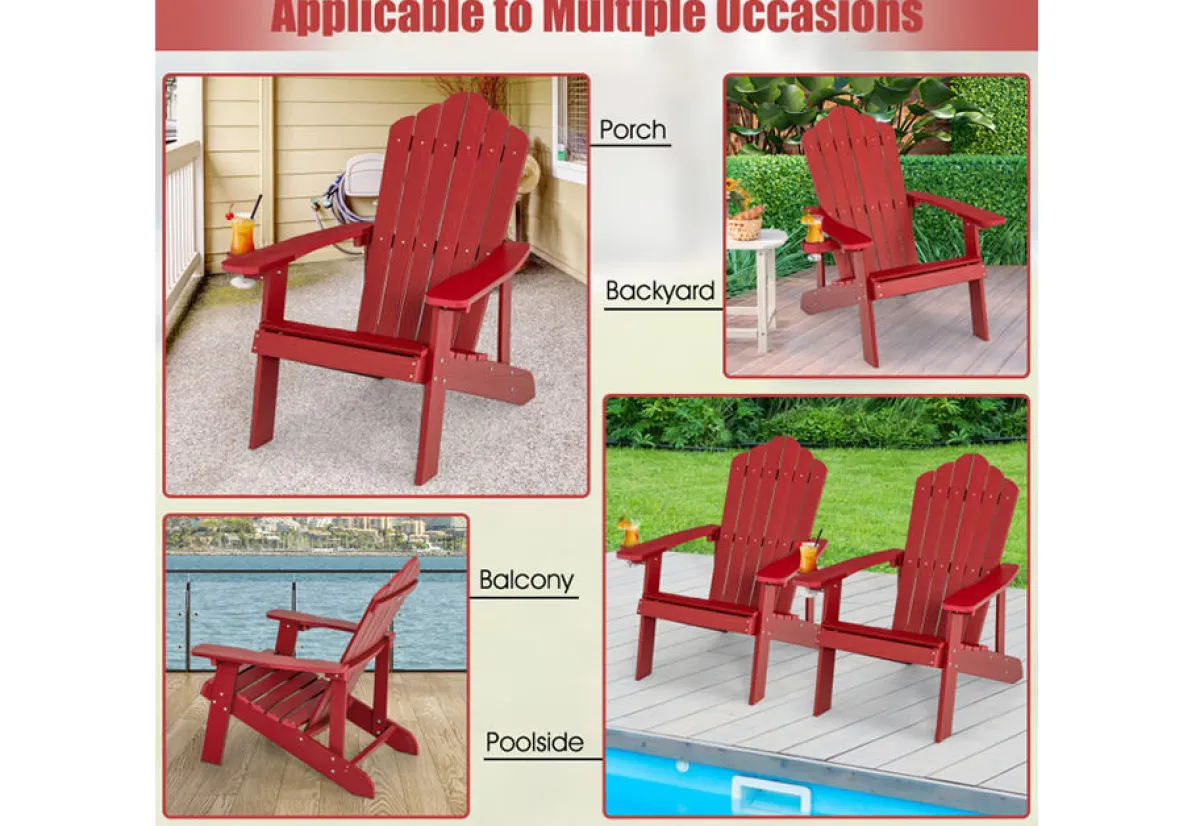 GoPlus (Costway) Weather Resistant Outdoor Adirondack Chair with Cup Holder