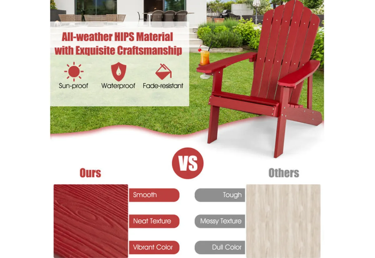 GoPlus (Costway) Weather Resistant Outdoor Adirondack Chair with Cup Holder