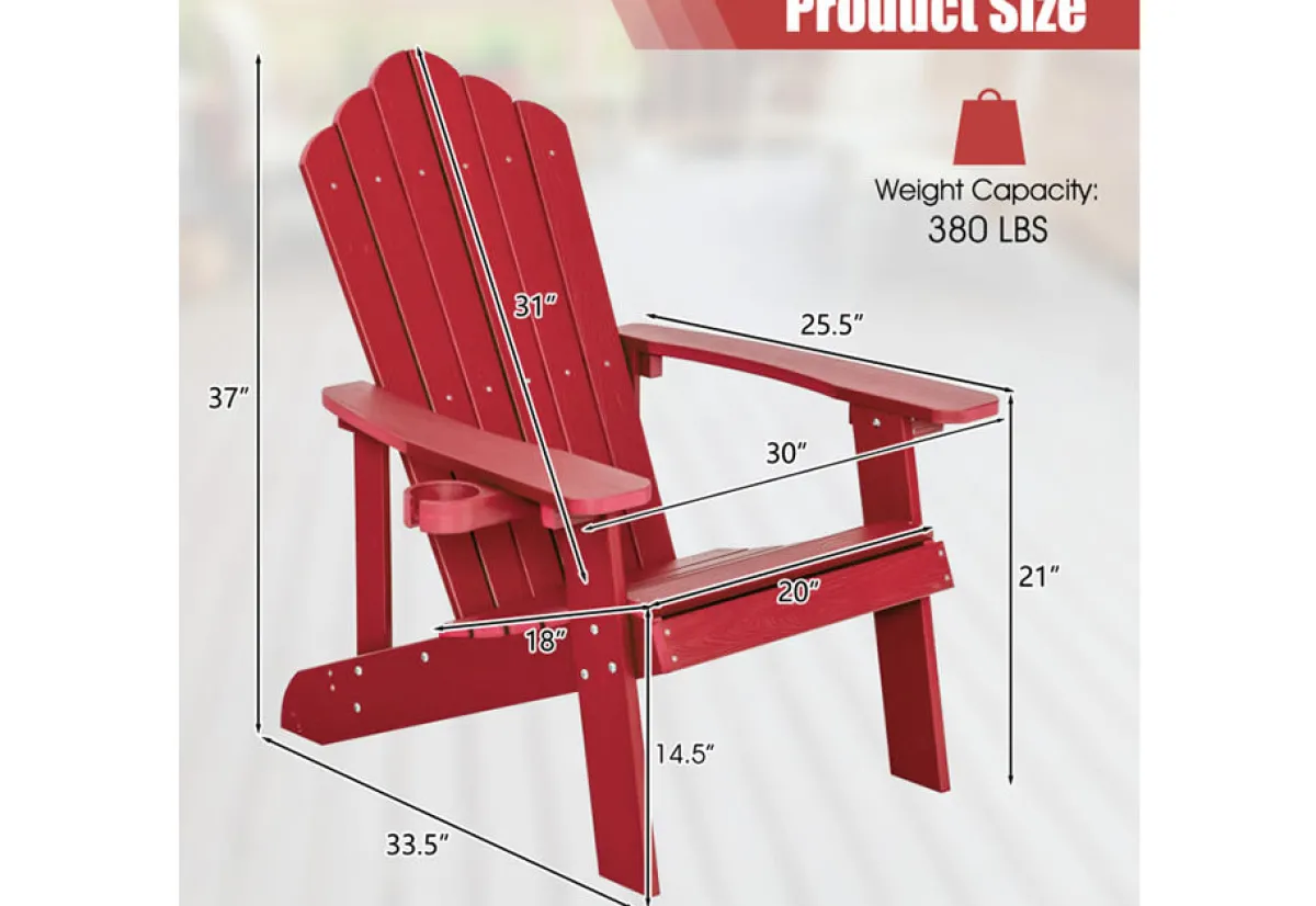 GoPlus (Costway) Weather Resistant Outdoor Adirondack Chair with Cup Holder