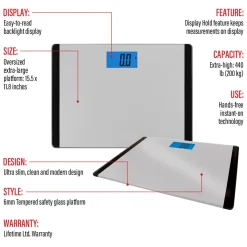 Better Battery Co. Inc. Wide Body Glass Bathroom Scale