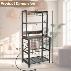 GoPlus (Costway) Wine Bar Cabinet with 4 Tier Storage Shelves and Glass Holders