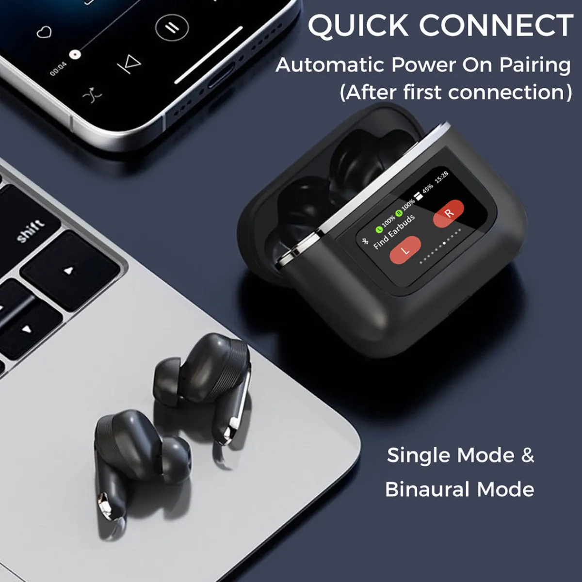 Twelve South, LLC Wireless Earbuds with Touchscreen Smart Case