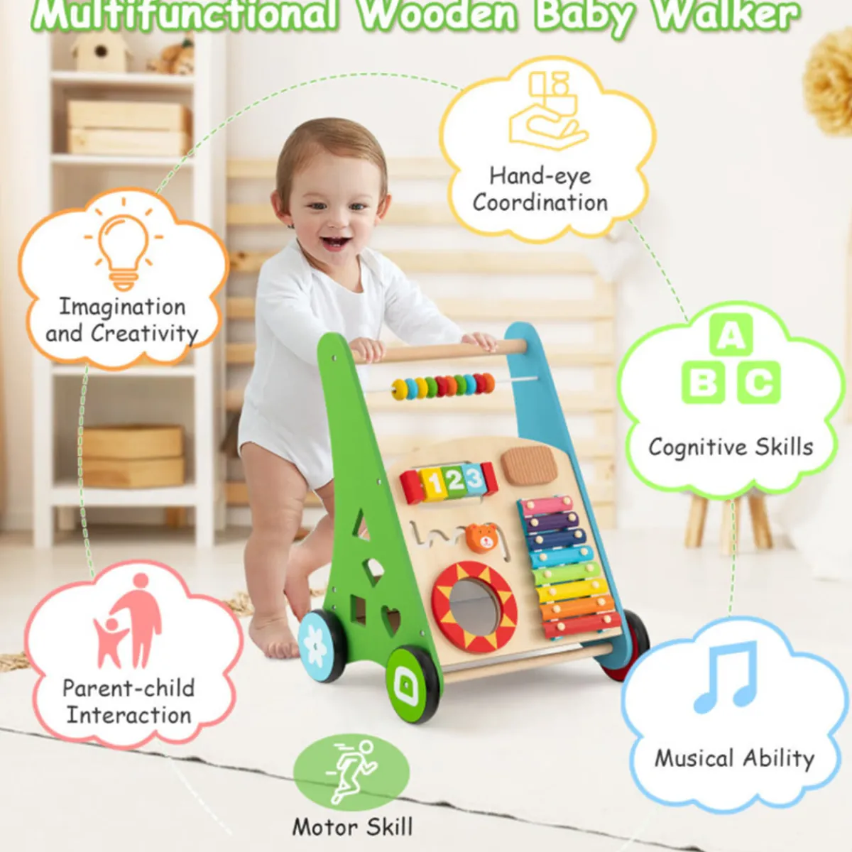 GoPlus (Costway) Wooden Push Walker Activity Center