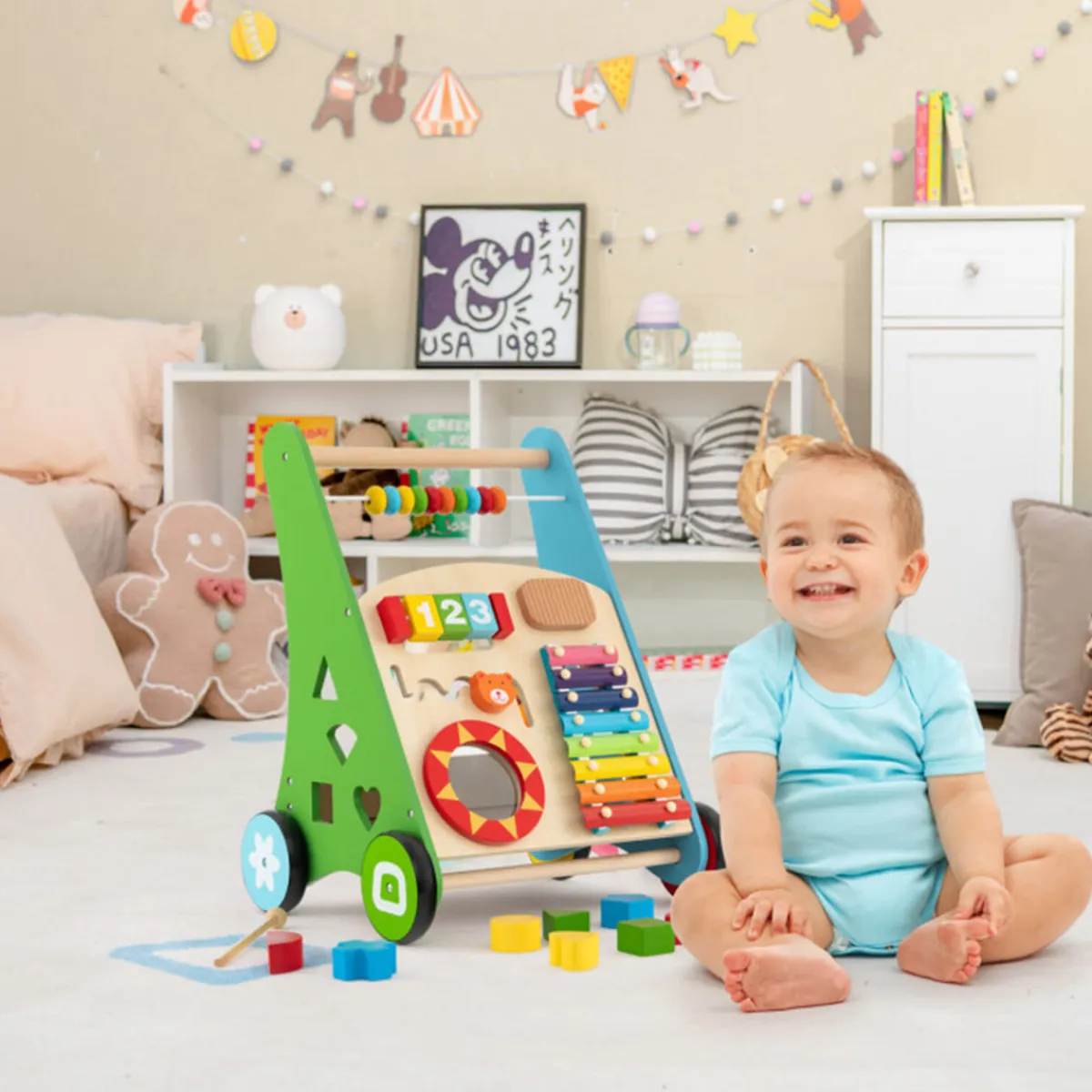 GoPlus (Costway) Wooden Push Walker Activity Center