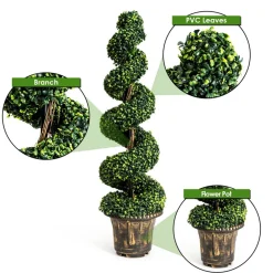 GoPlus (Costway) 4' Artificial Boxwood Spiral Topiary Trees (Set of 2)