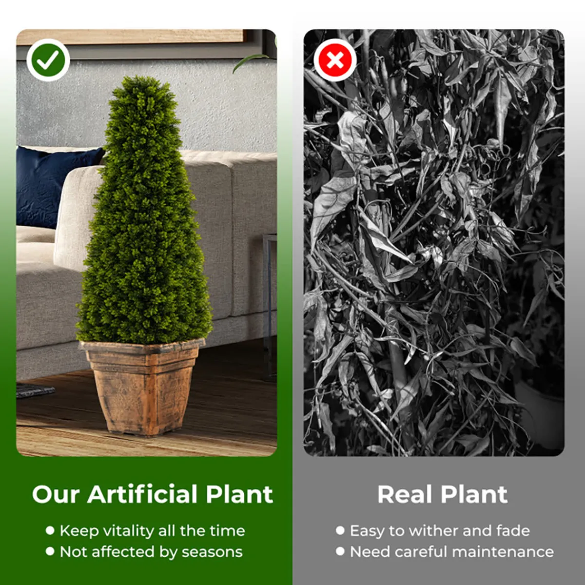 GoPlus (Costway) 3' Artificial Boxwood Topiary Tree with Cement Flowerpot