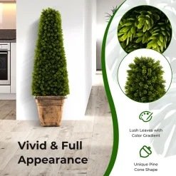 GoPlus (Costway) 3' Artificial Boxwood Topiary Tree with Cement Flowerpot