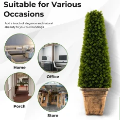 GoPlus (Costway) 3' Artificial Boxwood Topiary Tree with Cement Flowerpot