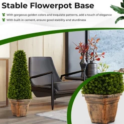 GoPlus (Costway) 3' Artificial Boxwood Topiary Tree with Cement Flowerpot