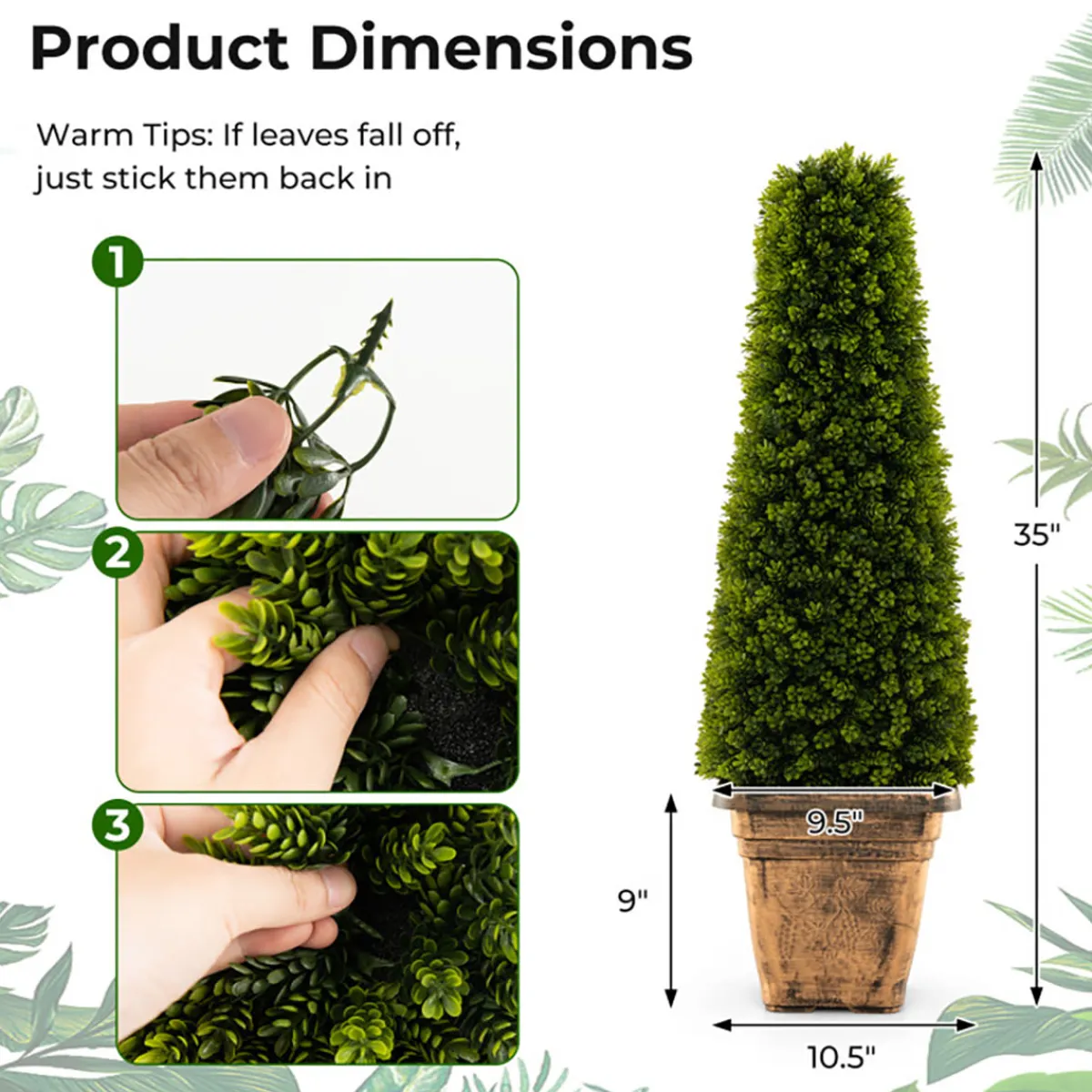 GoPlus (Costway) 3' Artificial Boxwood Topiary Tree with Cement Flowerpot
