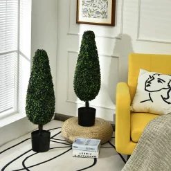 GoPlus (Costway) 3' Artificial Boxwood Tower Topiary Trees (Set of 2)