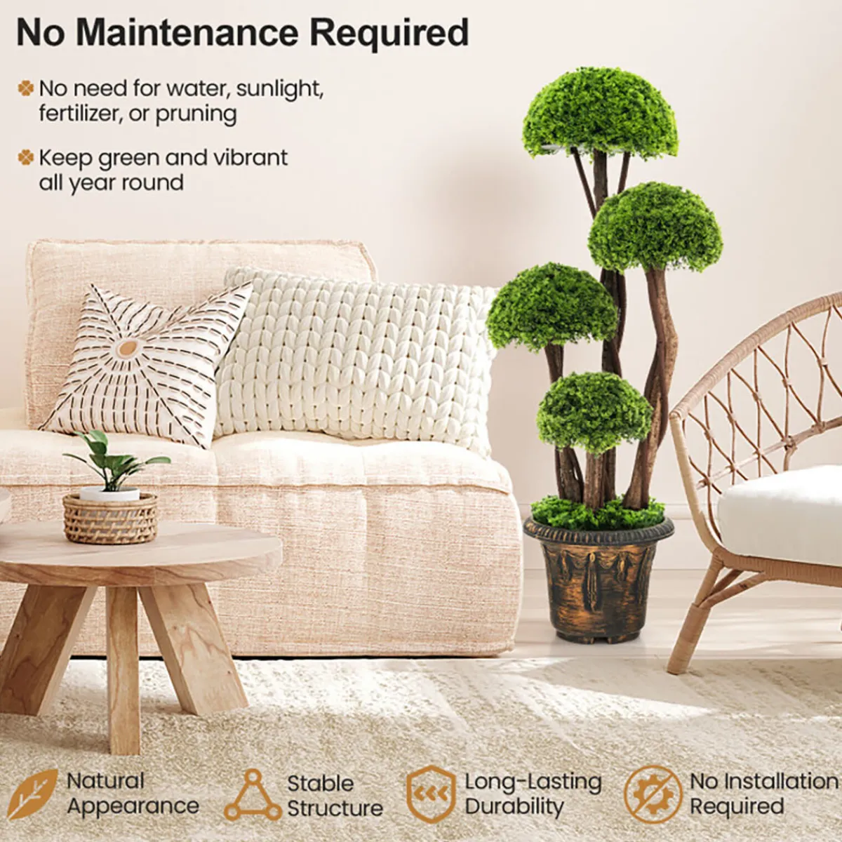 GoPlus (Costway) 3' Artificial Cedar Topiary Tree with Rattan Trunk