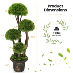 GoPlus (Costway) 3' Artificial Cedar Topiary Tree with Rattan Trunk