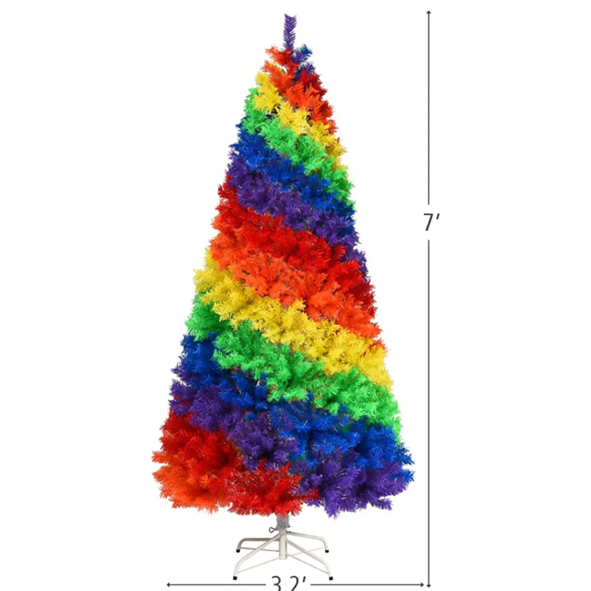 Village Lighting Company 7' Artificial Rainbow Hinged Christmas Tree