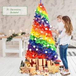 Village Lighting Company 7' Artificial Rainbow Hinged Christmas Tree