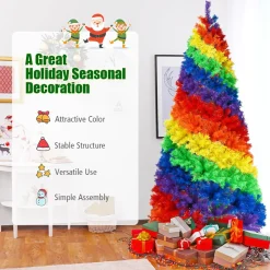 Village Lighting Company 7' Artificial Rainbow Hinged Christmas Tree