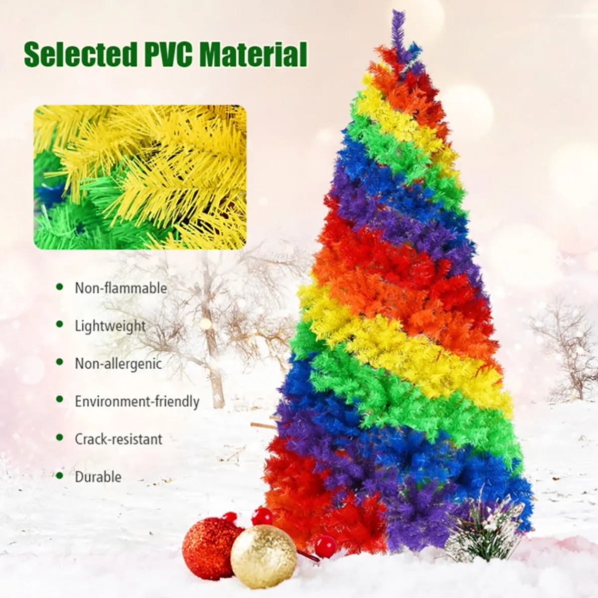 Village Lighting Company 7' Artificial Rainbow Hinged Christmas Tree