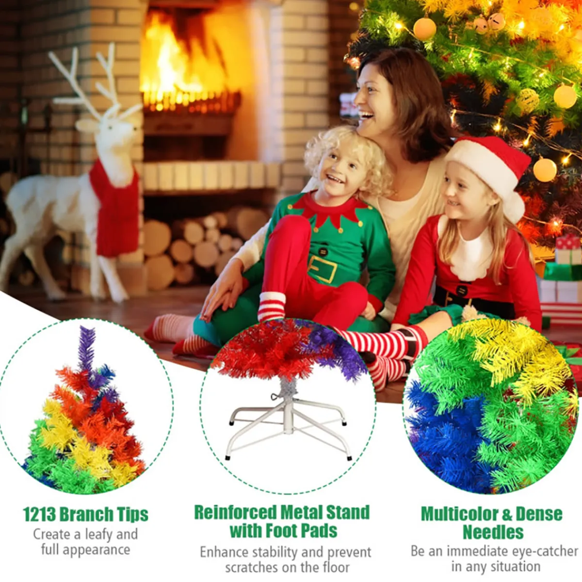 Village Lighting Company 7' Artificial Rainbow Hinged Christmas Tree