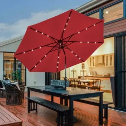 GoPlus (Costway) 10' Cantilever Patio Umbrella with Solar Powered Lights