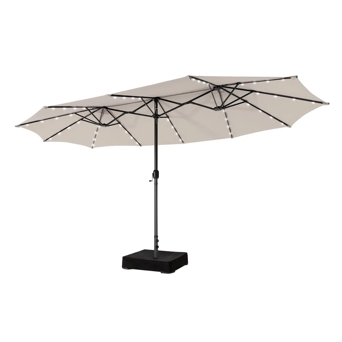 GoPlus (Costway) 15' Double-Sided Patio Umbrella with Solar Powered LED Lights