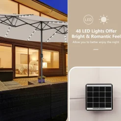 GoPlus (Costway) 15' Double-Sided Patio Umbrella with Solar Powered LED Lights