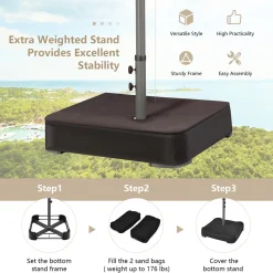 GoPlus (Costway) 15' Double-Sided Patio Umbrella with Solar Powered LED Lights