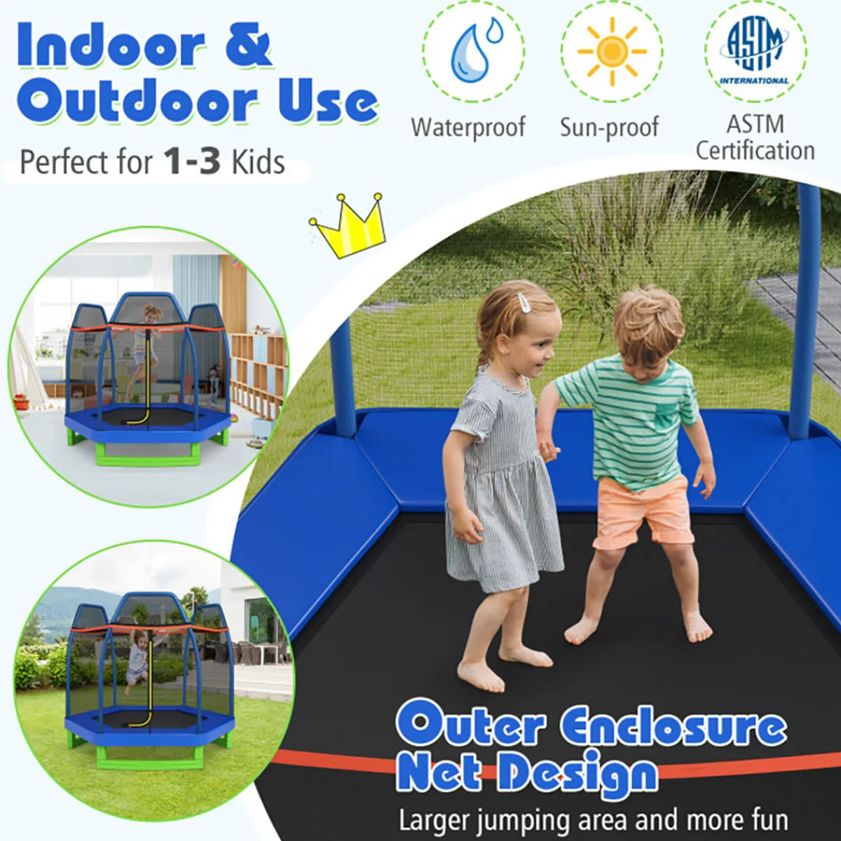 GoPlus (Costway) 7' Kids Bounce Jumper Trampoline with Enclosure