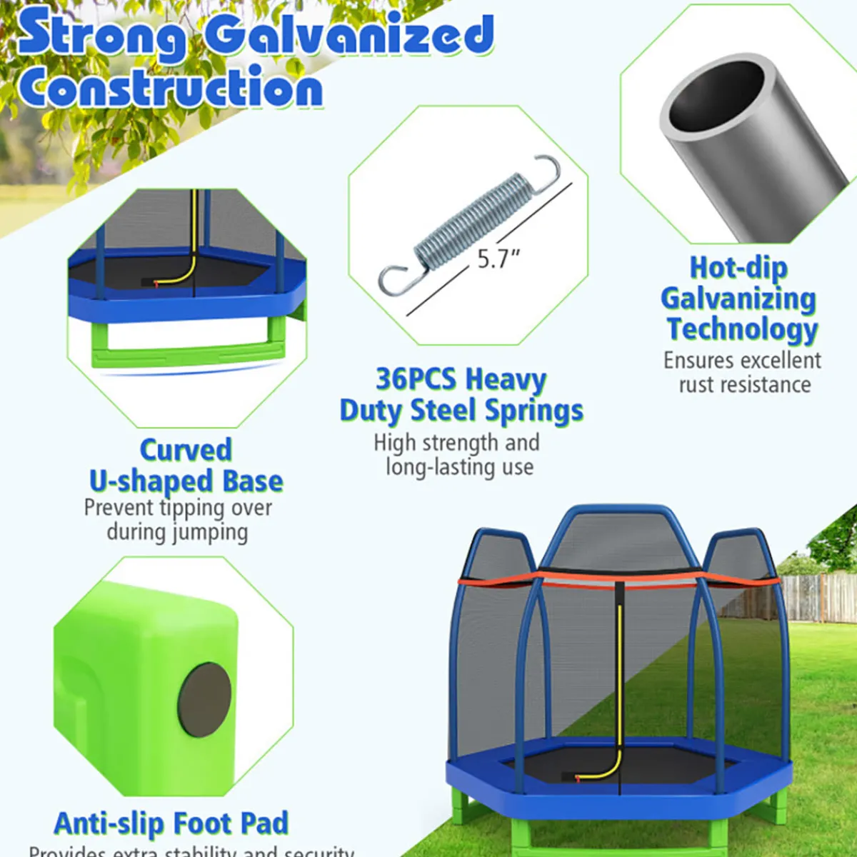 GoPlus (Costway) 7' Kids Bounce Jumper Trampoline with Enclosure