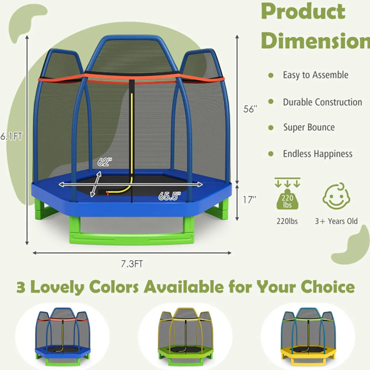 GoPlus (Costway) 7' Kids Bounce Jumper Trampoline with Enclosure