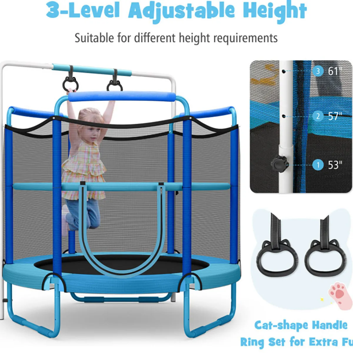 GoPlus (Costway) 5' Kids 3-in-1 Game Trampoline with Enclosure Net Spring Pad