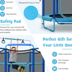 GoPlus (Costway) 5' Kids 3-in-1 Game Trampoline with Enclosure Net Spring Pad