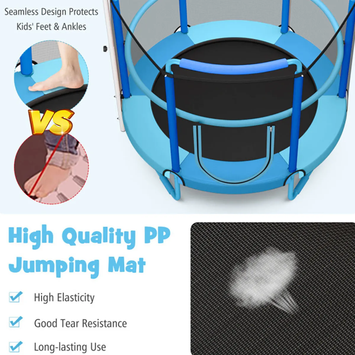 GoPlus (Costway) 5' Kids 3-in-1 Game Trampoline with Enclosure Net Spring Pad