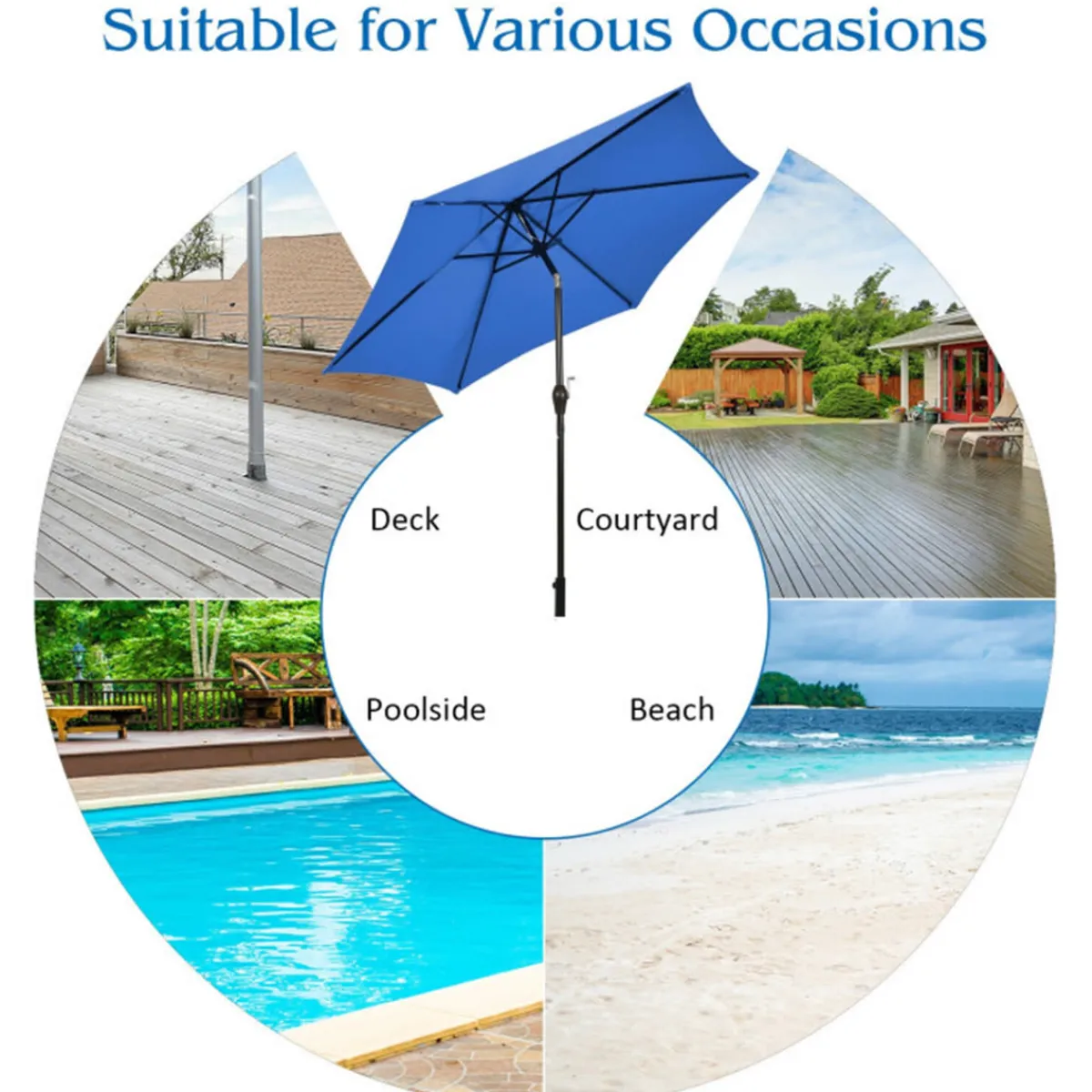 Sharper Image 9' Market Patio Table Umbrella