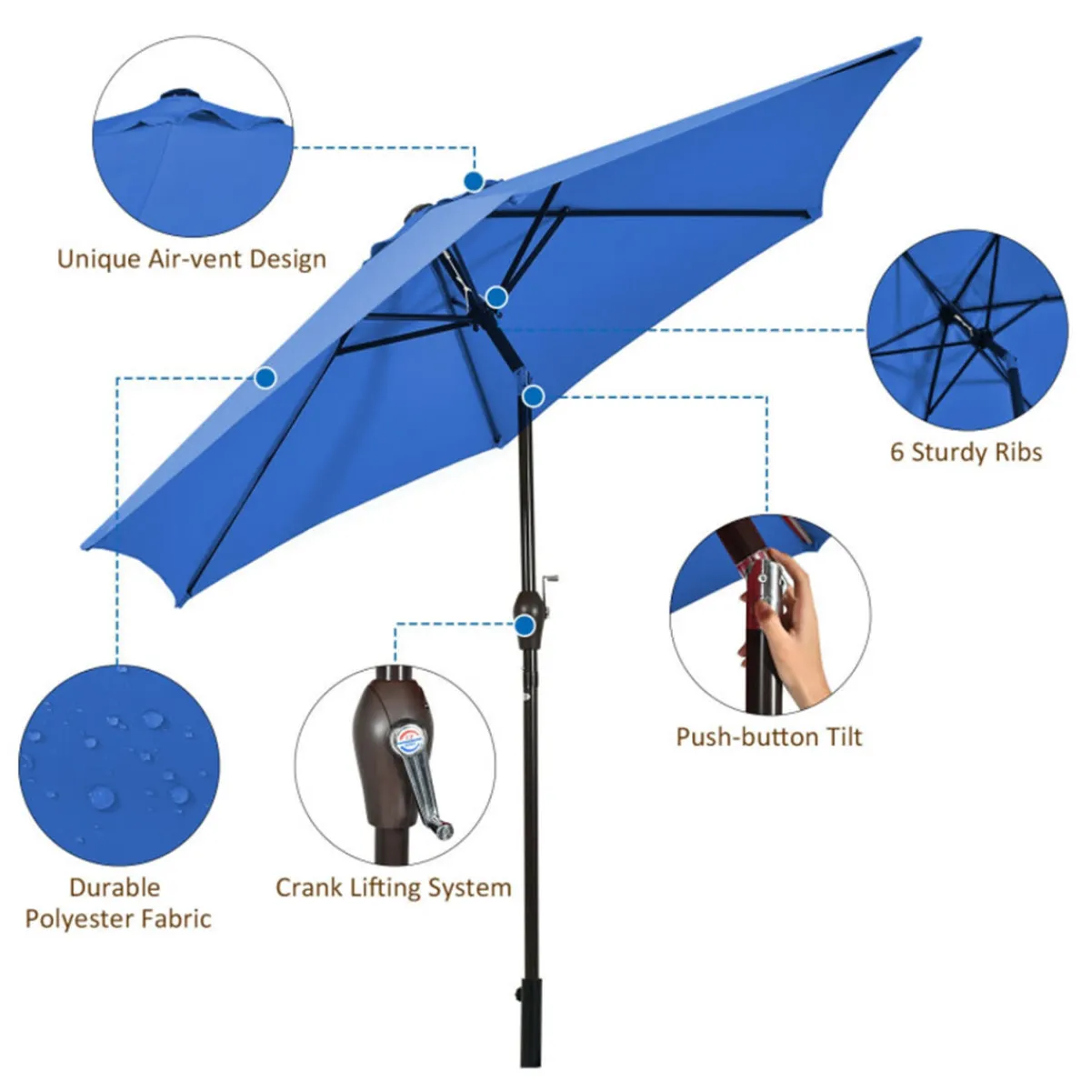Sharper Image 9' Market Patio Table Umbrella